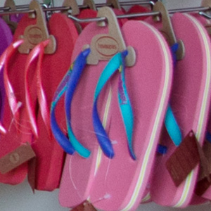 Racks of flip-flops at Havaianas store